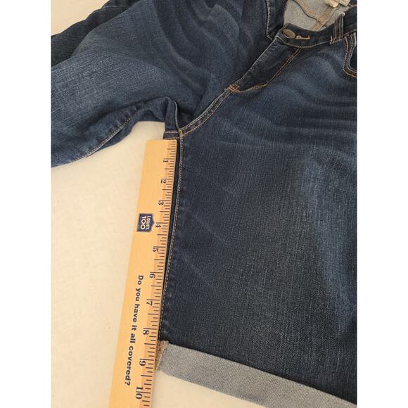 Time And Tru Jean Shorts Womens Sz 16 Blue Denim Cuffed Stretch Mid Rise Pockets - Picture 3 of 5